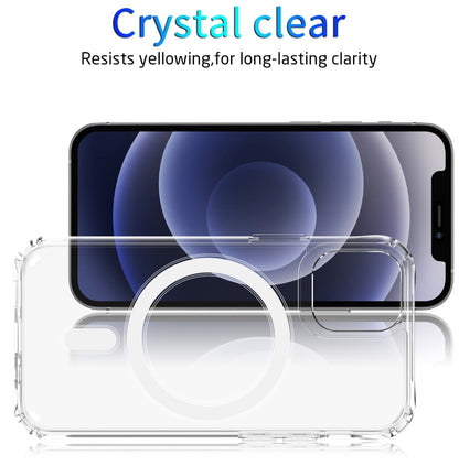 For iPhone 12 mini Magsafe Case Magnetic Ring Clear Crystal Acrylic +TPU Four-corner Airbag Shockproof Case (Transparent) - iPhone 12 mini Cases by PMC Jewellery | Online Shopping South Africa | PMC Jewellery