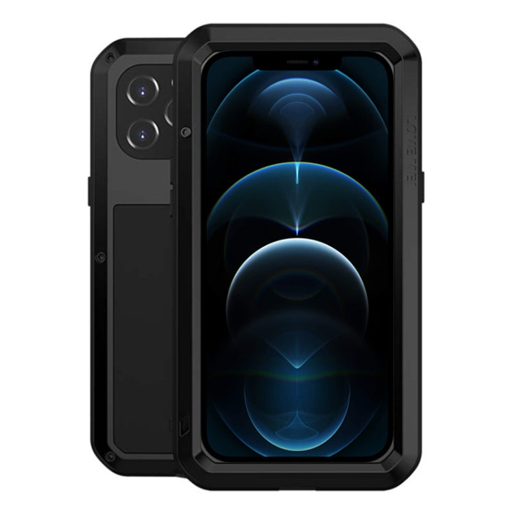 For iPhone 12 Pro Max LOVE MEI Metal Shockproof Life Waterproof Dustproof Protective Case(Black) - iPhone 12 Pro Max Cases by LOVE MEI | Online Shopping South Africa | PMC Jewellery | Buy Now Pay Later Mobicred