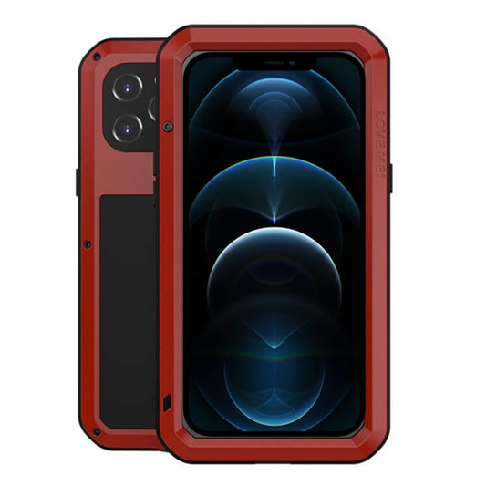 For iPhone 12 Pro Max LOVE MEI Metal Shockproof Life Waterproof Dustproof Protective Case(Red) - iPhone 12 Pro Max Cases by LOVE MEI | Online Shopping South Africa | PMC Jewellery