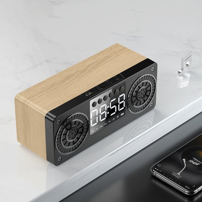 A10 Subwoofer Wooden Clock Bluetooth 5.0 Speaker, Support TF Card & U Disk Play & FM Radio(Yellow) - Desktop Speaker by PMC Jewellery | Online Shopping South Africa | PMC Jewellery