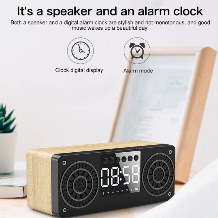 A10 Subwoofer Wooden Clock Bluetooth 5.0 Speaker, Support TF Card & U Disk Play & FM Radio(Yellow) - Desktop Speaker by PMC Jewellery | Online Shopping South Africa | PMC Jewellery