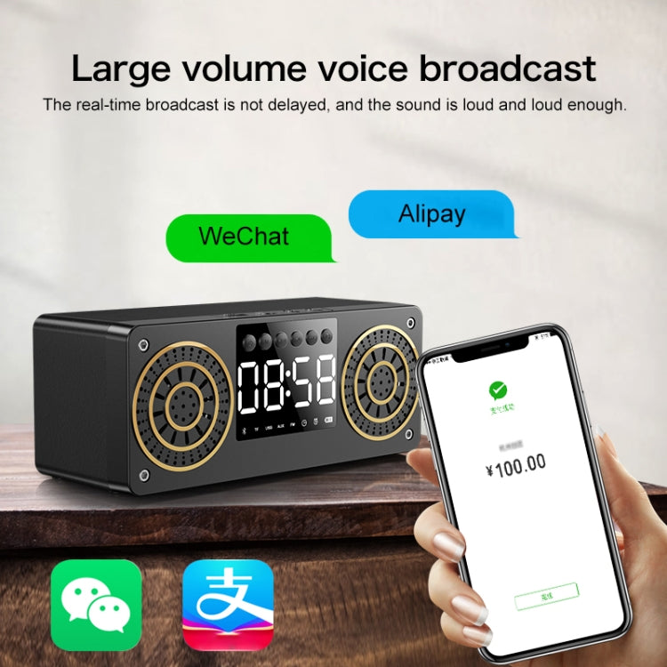 A10 Subwoofer Wooden Clock Bluetooth 5.0 Speaker, Support TF Card & U Disk Play & FM Radio(Yellow) - Desktop Speaker by PMC Jewellery | Online Shopping South Africa | PMC Jewellery