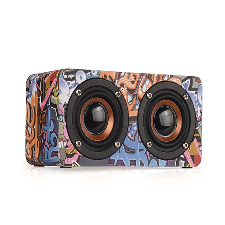 M5 Subwoofer Wooden Bluetooth 4.2 Speaker, Support TF Card & 3.5mm AUX & FM(Graffiti Color) - Desktop Speaker by PMC Jewellery | Online Shopping South Africa | PMC Jewellery | Buy Now Pay Later Mobicred