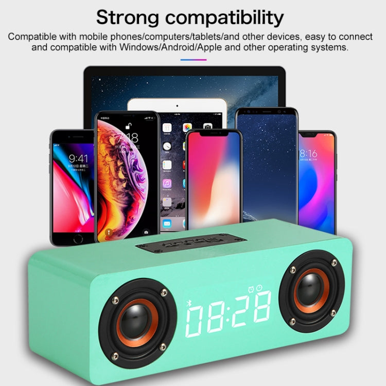 M5C Subwoofer Wooden Clock Bluetooth 4.2 Speaker, Support TF Card & 3.5mm AUX & FM Radio(Grey Wood Grain) - Desktop Speaker by PMC Jewellery | Online Shopping South Africa | PMC Jewellery | Buy Now Pay Later Mobicred