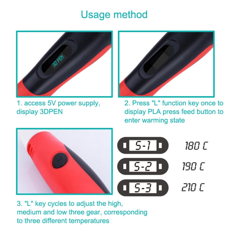 Gen 6th ABS / PLA Filament Kids DIY Drawing 3D Printing Pen with LCD Display(White+Black) - free shipping - PMC TechLife - Order now!