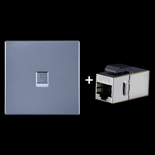 CAT.6 Shielded Pass-through Network Module, Single Port Panel + Shielded Pass-through (Grey) - Lan Cable and Tools by PMC Jewellery | Online Shopping South Africa | PMC Jewellery | Buy Now Pay Later Mobicred