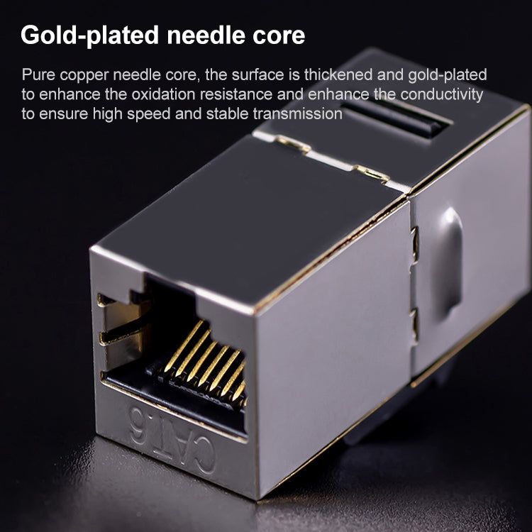 CAT.6 Shielded Pass-through Network Module, Dual Ports Panel + Shielded Pass-through (Grey) - Lan Cable and Tools by PMC Jewellery | Online Shopping South Africa | PMC Jewellery | Buy Now Pay Later Mobicred