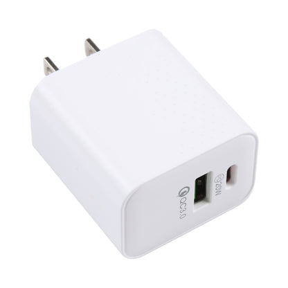 LZ-105A+C PD 20W USB-C/Type-C+QC 3.0 USB Ports Dot Pattern Travel Charger, US Plug(White) - USB Charger by PMC Jewellery | Online Shopping South Africa | PMC Jewellery | Buy Now Pay Later Mobicred