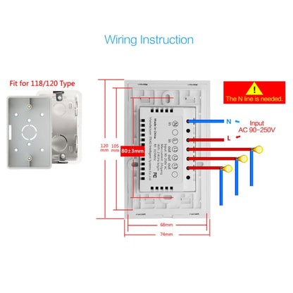 WS-US-02 EWeLink APP & Touch Control 2A 2 Gangs Tempered Glass Panel Smart Wall Switch, AC 90V-250V, US Plug - Smart Socket by PMC Jewellery | Online Shopping South Africa | PMC Jewellery | Buy Now Pay Later Mobicred