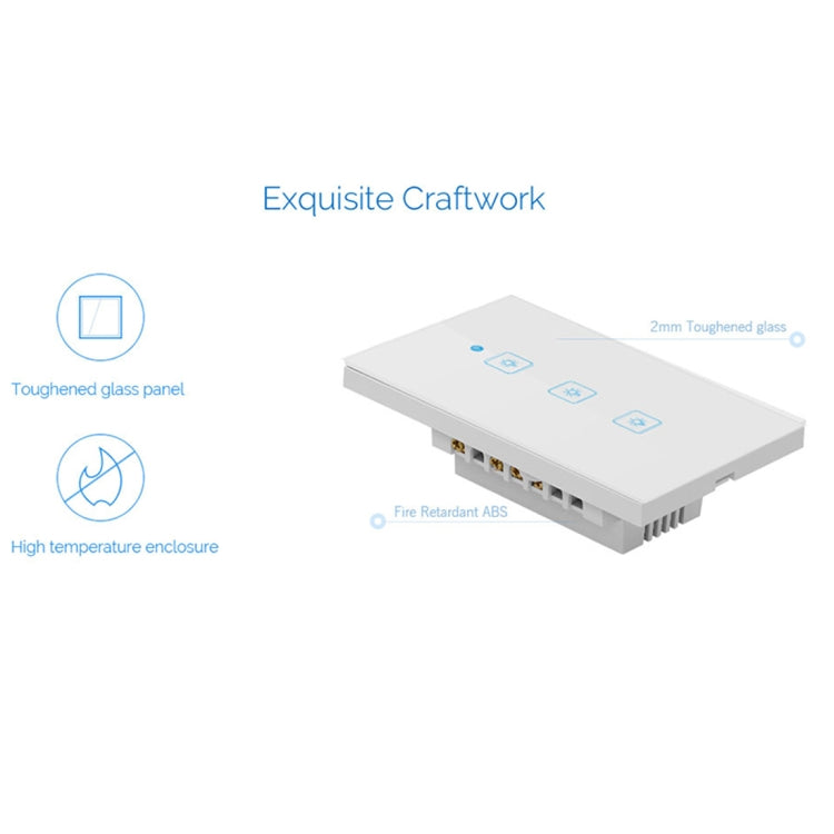 WS-US-03 EWeLink APP & Touch Control 2A 3 Gangs Tempered Glass Panel Smart Wall Switch, AC 90V-250V, US Plug - Smart Socket by PMC TechLife | Online Shopping South Africa | PMC TechLife | Buy Now Pay Later Mobicred