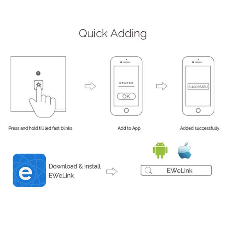 WS-EU-01 EWeLink APP & Touch Control 2A 1 Gang Tempered Glass Panel Smart Wall Switch, AC 90V-250V, EU Plug - Smart Socket by PMC TechLife | Online Shopping South Africa | PMC TechLife | Buy Now Pay Later Mobicred