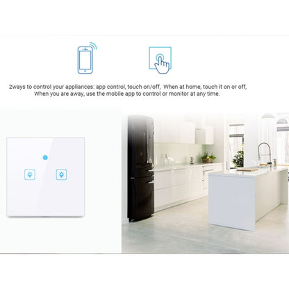 WS-EU-02 EWeLink APP & Touch Control 2A 2 Gangs Tempered Glass Panel Smart Wall Switch, AC 90V-250V, EU Plug - Smart Socket by PMC Jewellery | Online Shopping South Africa | PMC Jewellery | Buy Now Pay Later Mobicred