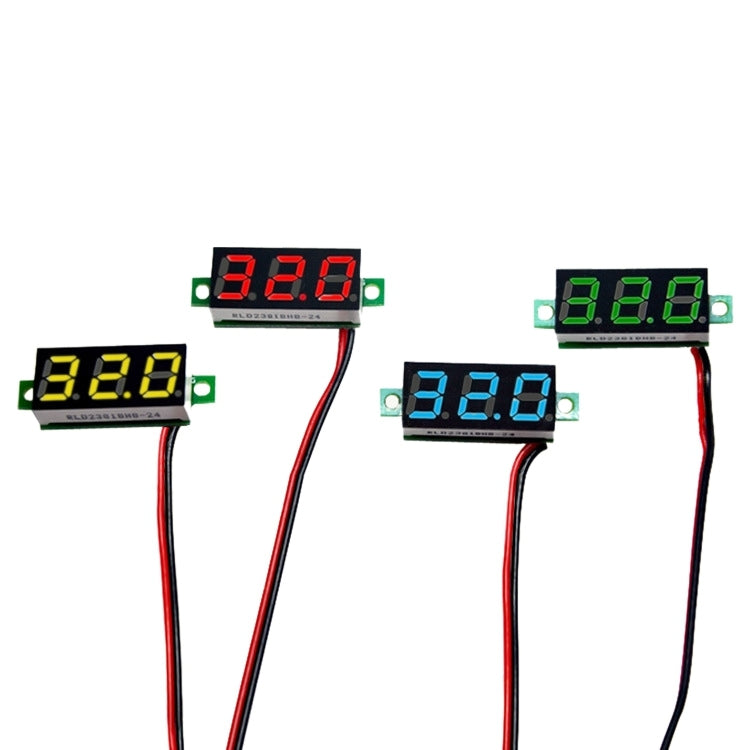 10 PCS 0.28 inch 2 Wires Adjustable Digital Voltage Meter, Color Light Display, Measure Voltage: DC 2.5-30V (Yellow) - Current & Voltage Tester by PMC Jewellery | Online Shopping South Africa | PMC Jewellery | Buy Now Pay Later Mobicred