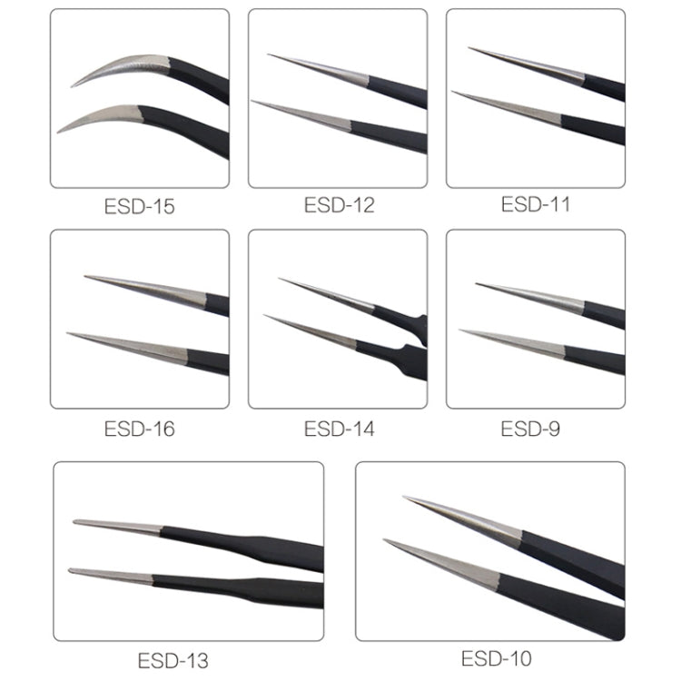BEST BST-15 Precision Anti-static ESD Stainless Steel Tweezers - Tweezers by BEST | Online Shopping South Africa | PMC Jewellery | Buy Now Pay Later Mobicred
