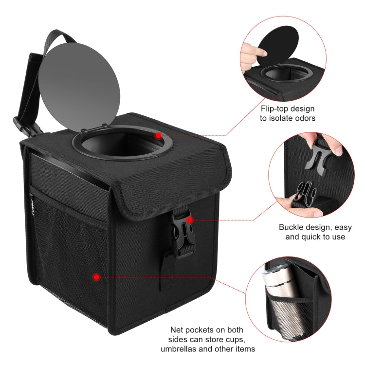 FUNADD Portable Folding Car Back Seat Hook Garbage Can Car Storage Box (Black) - Seat Accessories by FunAdd | Online Shopping South Africa | PMC Jewellery | Buy Now Pay Later Mobicred