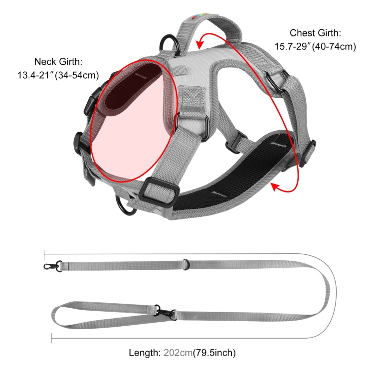 FunAdd Traction Rope Reflective Breathable Nylon Pet Vest Dog Harness, Size: M (Grey) - Leashes & Chest Strap by FunAdd | Online Shopping South Africa | PMC TechLife | Buy Now Pay Later Mobicred