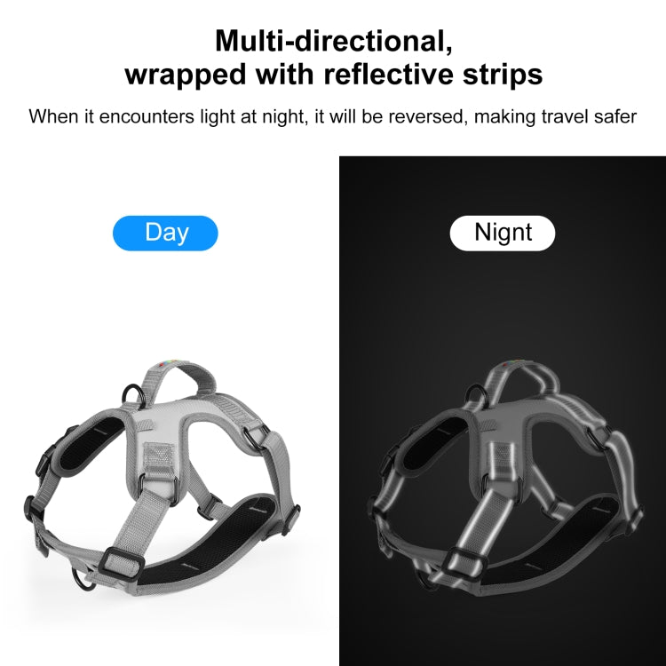 FunAdd Traction Rope Reflective Breathable Nylon Pet Vest Dog Harness, Size: M (Grey) - Leashes & Chest Strap by FunAdd | Online Shopping South Africa | PMC TechLife | Buy Now Pay Later Mobicred