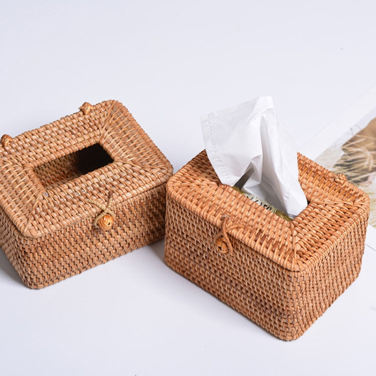 ZJH01 Mini Restaurant Desktop Rattan Braided Tissue Storage Box Case - Storage Boxes by PMc TechLife | Online Shopping South Africa | PMc TechLife | Buy Now Pay Later Mobicred