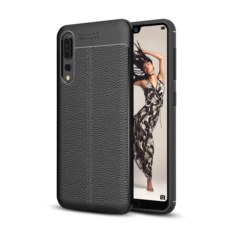 For Huawei  P20 Pro Litchi Texture Soft TPU Protective Back Cover Case(Black) - Huawei Cases by PMC Jewellery | Online Shopping South Africa | PMC Jewellery