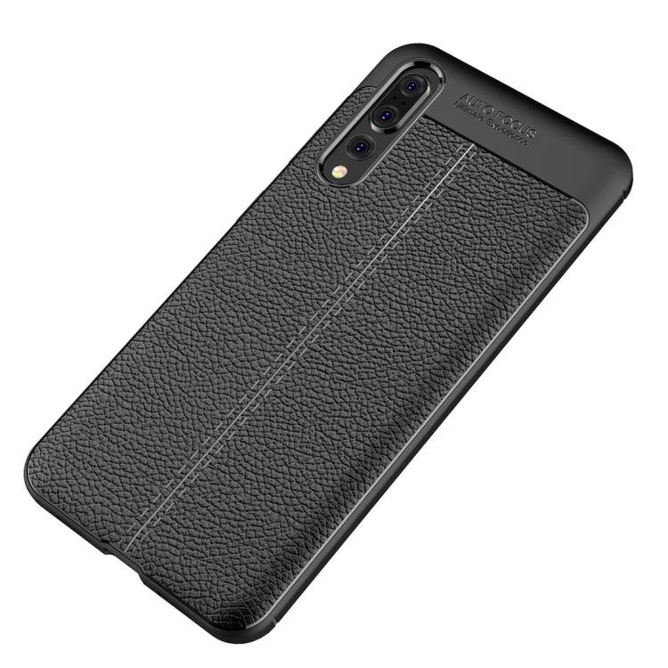 For Huawei  P20 Pro Litchi Texture Soft TPU Protective Back Cover Case(Black) - Huawei Cases by PMC Jewellery | Online Shopping South Africa | PMC Jewellery