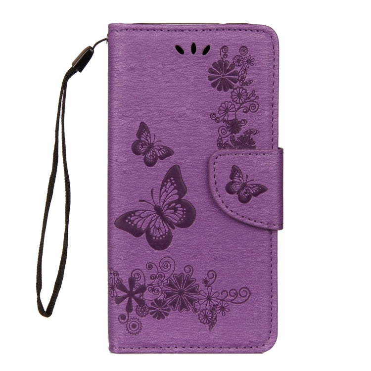 For Huawei  P20 Lite Vintage Embossed Floral Butterfly Pattern Horizontal Flip Leather Case with Card Slot & Holder & Wallet & Lanyard (Purple) - Huawei Cases by PMC Jewellery | Online Shopping South Africa | PMC Jewellery