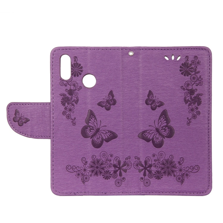 For Huawei  P20 Lite Vintage Embossed Floral Butterfly Pattern Horizontal Flip Leather Case with Card Slot & Holder & Wallet & Lanyard (Purple) - Huawei Cases by PMC Jewellery | Online Shopping South Africa | PMC Jewellery