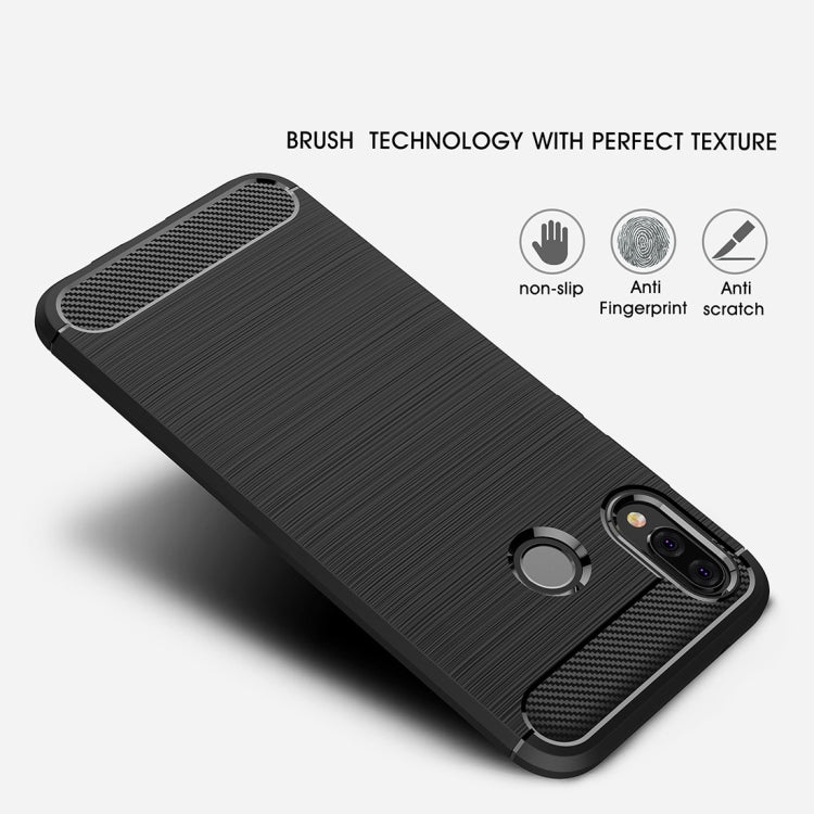 For Huawei  P20 Lite Brushed Texture Carbon Fiber Shockproof TPU Protective Back Case (Navy Blue) - Huawei Cases by PMC Jewellery | Online Shopping South Africa | PMC Jewellery | Buy Now Pay Later Mobicred