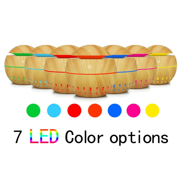 Wood Grain USB Hollowed-out Humidifier Seven Color Aromatherapy Lamp Automatic Alcohol Sprayer with Remote Control(White-3) - free shipping - PMC TechLife - Order now!