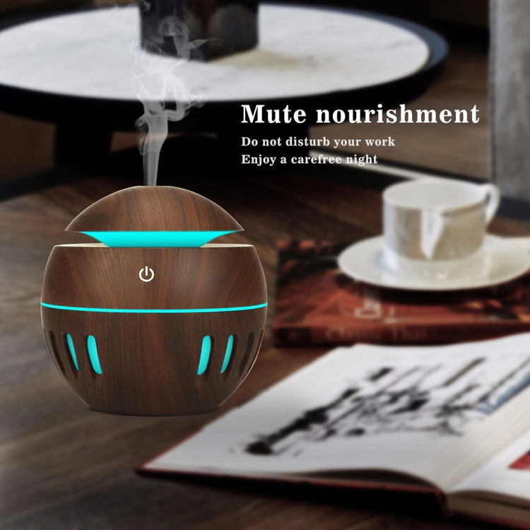 Wood Grain USB Hollowed-out Humidifier Seven Color Aromatherapy Lamp Automatic Alcohol Sprayer with Remote Control(White-3) - free shipping - PMC TechLife - Order now!