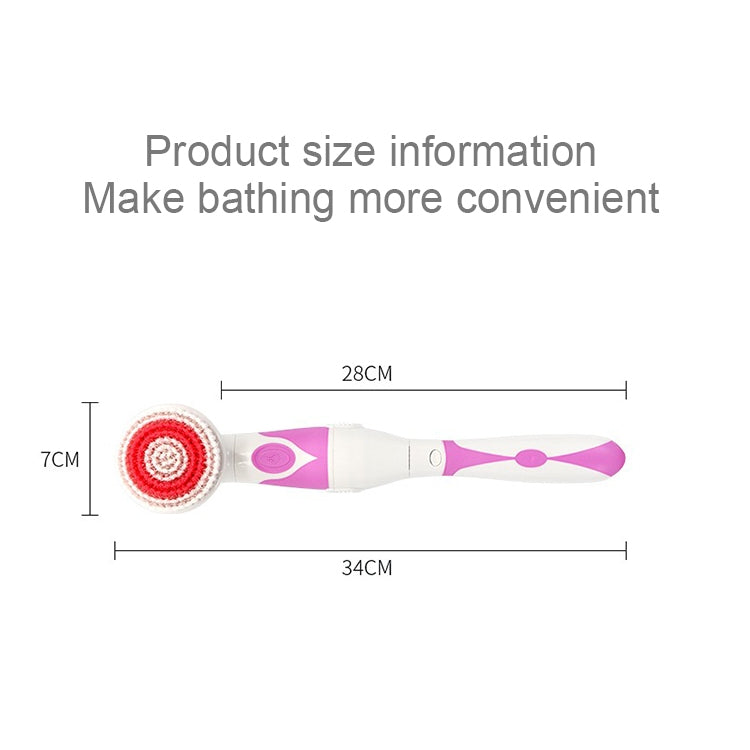 Multi-function Electric Waterproof Bath Cleansing Brush Long-handled Massage Brush, with 4 Brush Heads(Orange) - Bath Brushes & Sponges by PMc TechLife | Online Shopping South Africa | PMc TechLife | Buy Now Pay Later Mobicred
