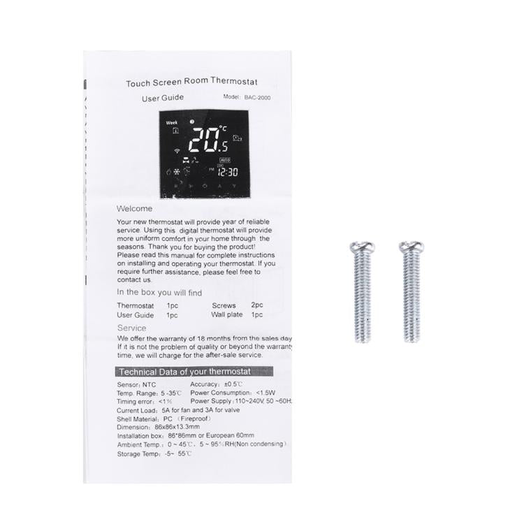 BHT-2001 3A Load Water Heating Type LCD Digital Heating Room Thermostat, Display Clock / Temperature / Time / Week / Heat etc.(Black) - Indoor Thermometer by PMC TechLife | Online Shopping South Africa | PMC TechLife | Buy Now Pay Later Mobicred