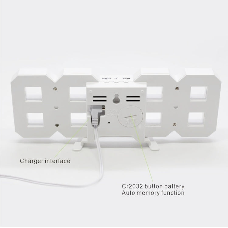 Multi-Function Large 3D LED Digital Wall Alarm Clock with Snooze Function, 12/24 Hours Display for Home, Kitchen, Office, DC 5V, CE Certificated(White) - Wall Clock by PMc TechLife | Online Shopping South Africa | PMc TechLife | Buy Now Pay Later Mobicred