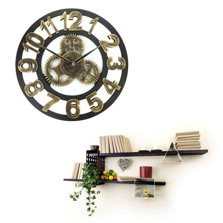 Retro Wooden Round Single-sided Gear Clock Number Wall Clock, Diameter: 80cm (Gold) - Wall Clock by PMc TechLife | Online Shopping South Africa | PMc TechLife | Buy Now Pay Later Mobicred
