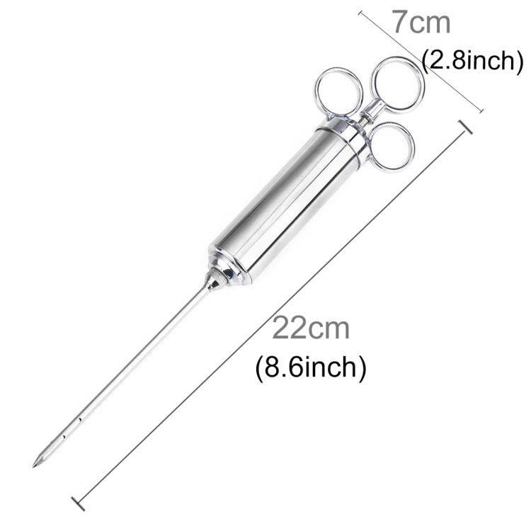 60ml Stainless Steel Syringe Dual Needles Condiment Turkey Meat Injector Cooking Tools (Silver) - Gadgets by PMC Jewellery | Online Shopping South Africa | PMC Jewellery | Buy Now Pay Later Mobicred