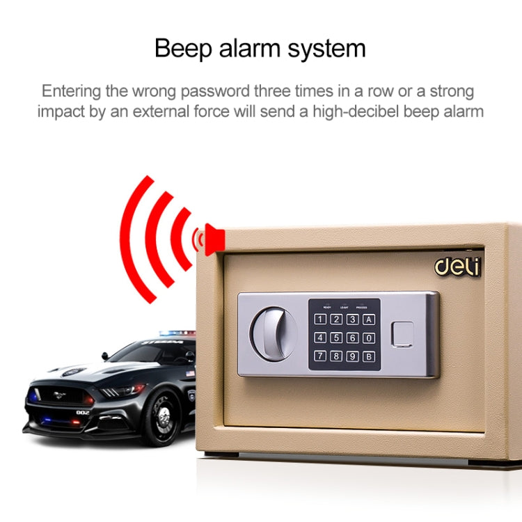 Deli Home Office Hotel Mini Electronic Security Lock Box Wall Cabinet Safety Box(Black) - Safety Box by PMc TechLife | Online Shopping South Africa | PMc TechLife | Buy Now Pay Later Mobicred