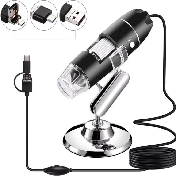 1600X Magnifier HD Image Sensor 3 in 1 USB Digital Microscope with 8 LED & Professional Stand (Grey) - Digital Microscope by PMC Jewellery | Online Shopping South Africa | PMC Jewellery | Buy Now Pay Later Mobicred