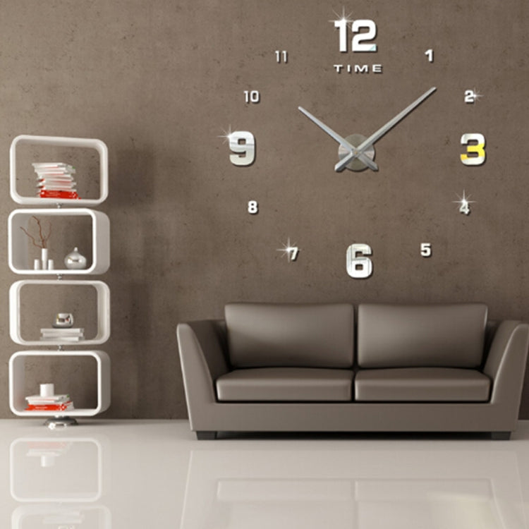 Bedroom Home Decoration Mirrored Number Frameless Large 3D DIY Wall Sticker Mute Clock, Size: 100*100cm(Silver) - DIY Clocks by PMc TechLife | Online Shopping South Africa | PMc TechLife | Buy Now Pay Later Mobicred