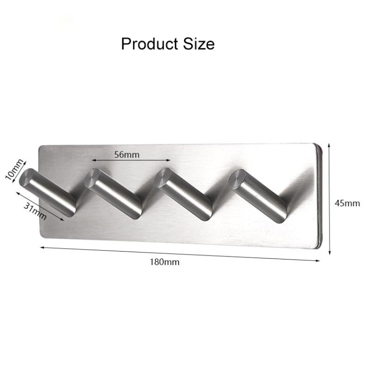 Stainless Steel Four Oblique Row Hook Bathroom Non-perforated Storage Clothes Rack - Hook by PMC Jewellery | Online Shopping South Africa | PMC Jewellery | Buy Now Pay Later Mobicred