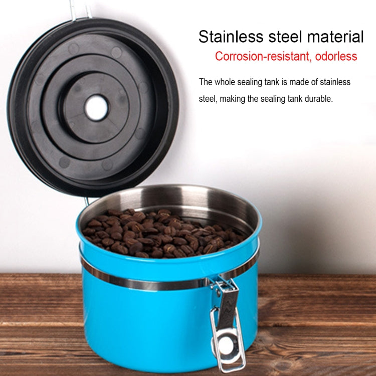 1200ml Stainless Steel Sealed Food Coffee Grounds Bean Storage Container with Built-in CO2 Gas Vent Valve & Calendar (Black) - Coffee Tools by PMC Jewellery | Online Shopping South Africa | PMC Jewellery | Buy Now Pay Later Mobicred