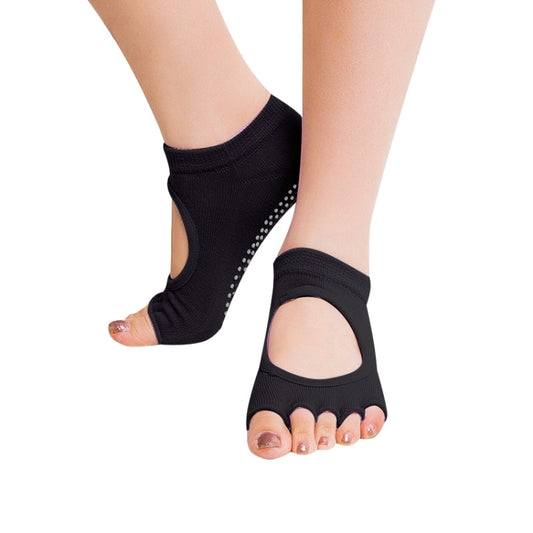 One Pair Open Toe Open Instep Anti-slip Sports Female Yoga Socks, Size: 34 - 39 (EUR)(Black) - Yoga Socks & Shoes by PMC Jewellery | Online Shopping South Africa | PMC Jewellery | Buy Now Pay Later Mobicred