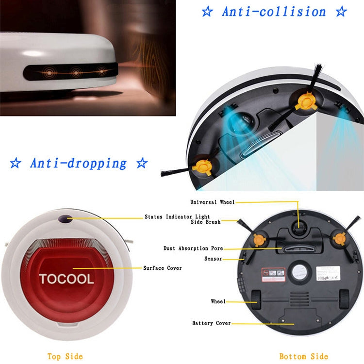 TOCOOL TC-350 Smart Vacuum Cleaner Household Sweeping Cleaning Robot with Remote Control(Orange) - Robot Vacuum Cleaner by TOCOOL | Online Shopping South Africa | PMC Jewellery | Buy Now Pay Later Mobicred