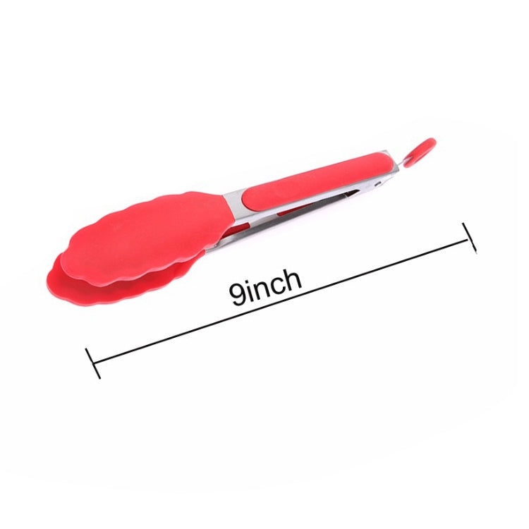 9 inch Silicone Non-slip Food Bread Barbecue BBQ Clip Tongs Kitchen Tools(Red) - Food Clips & Clips by PMC Jewellery | Online Shopping South Africa | PMC Jewellery | Buy Now Pay Later Mobicred