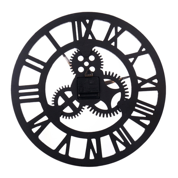 Retro Wooden Round Single-sided Gear Clock Rome Number Wall Clock, Diameter: 35cm(Silver) - Wall Clock by PMc TechLife | Online Shopping South Africa | PMc TechLife | Buy Now Pay Later Mobicred