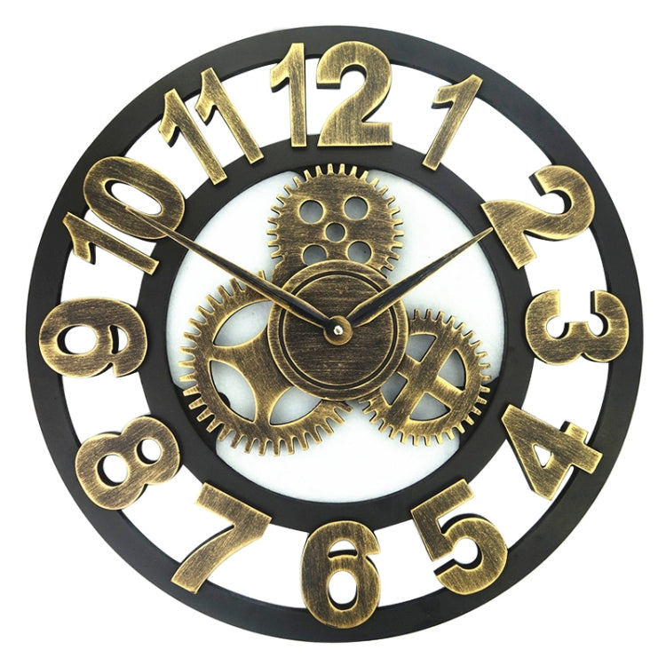 Retro Wooden Round Single-sided Gear Clock Number Wall Clock, Diameter: 50cm (Gold) - Wall Clock by PMc TechLife | Online Shopping South Africa | PMc TechLife | Buy Now Pay Later Mobicred