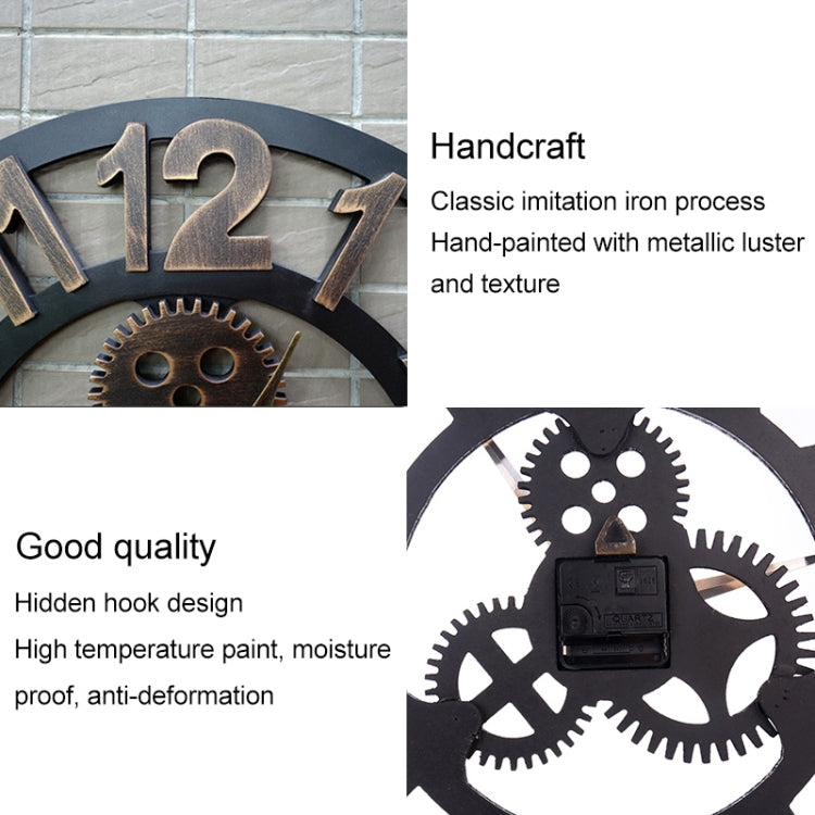 Retro Wooden Round Single-sided Gear Clock Number Wall Clock, Diameter: 50cm (Gold) - Wall Clock by PMc TechLife | Online Shopping South Africa | PMc TechLife | Buy Now Pay Later Mobicred