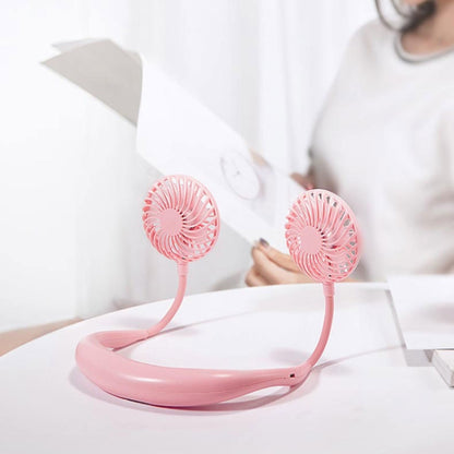 Creative Mini Hanging Neck Type Fan Outdoor LED Fan (Pink) - Electric Fans by PMC Jewellery | Online Shopping South Africa | PMC Jewellery | Buy Now Pay Later Mobicred