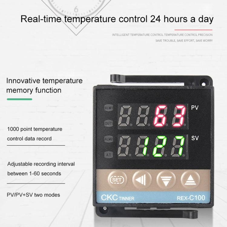 REX-C100 Thermostat + Thermocouple + SSR-40 DA Solid State Module Intelligent Temperature Control Kit - Components Kits by PMC TechLife | Online Shopping South Africa | PMC TechLife