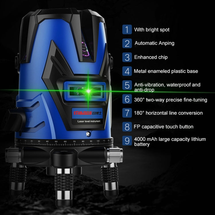 MBOOS Green Light 2 Line Outdoor Laser Level Instrument with Anti-drop Plastic Box & 1m Tripod - Laser Rangefinder by PMC Jewellery | Online Shopping South Africa | PMC Jewellery | Buy Now Pay Later Mobicred