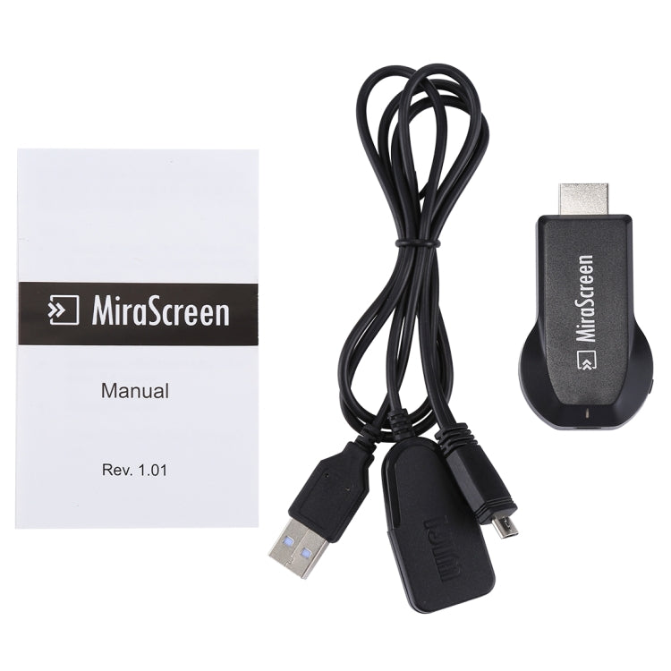 MiraScreen WiFi Display Dongle / Miracast Airplay DLNA Display Receiver Dongle Wireless Mirroring Screen Device with 2 in 1 USB Cable (Black) - Wireless Display Dongle by PMC Jewellery | Online Shopping South Africa | PMC Jewellery | Buy Now Pay Later Mobicred