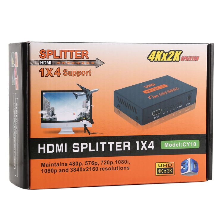 CY10 UHD 4K x 2K 3D 1 x 4 HDMI Splitter(Black) - Splitter by PMC Jewellery | Online Shopping South Africa | PMC Jewellery | Buy Now Pay Later Mobicred